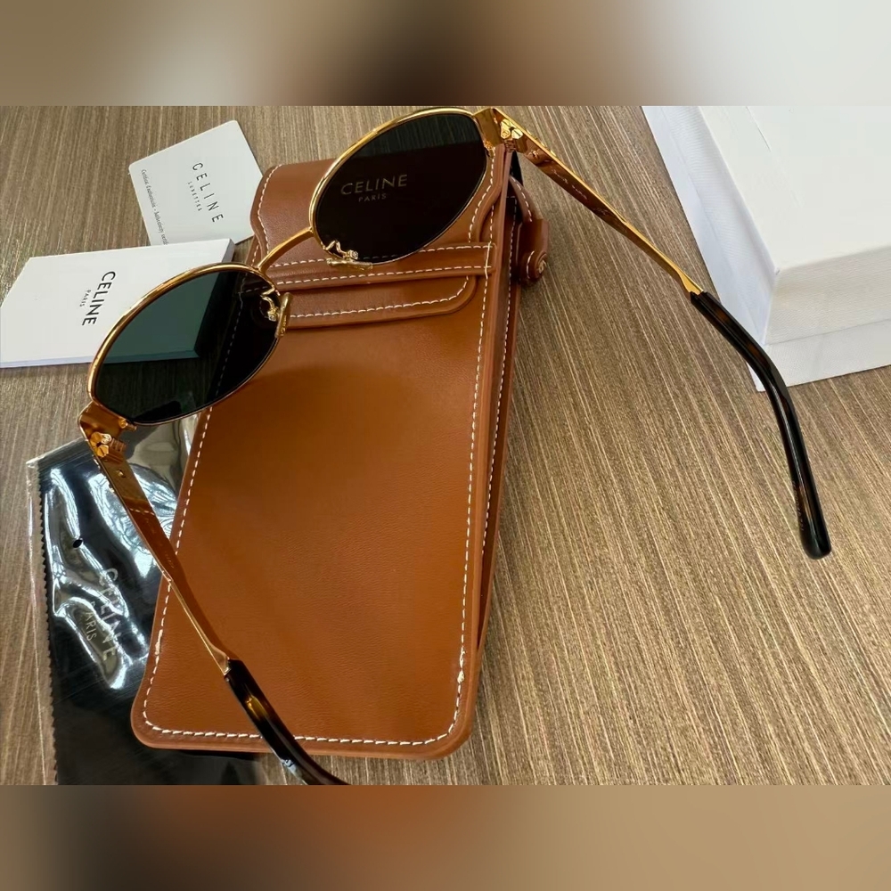 Celine Triomphe Gold Metal Sunglasses - Picture 6 of 13